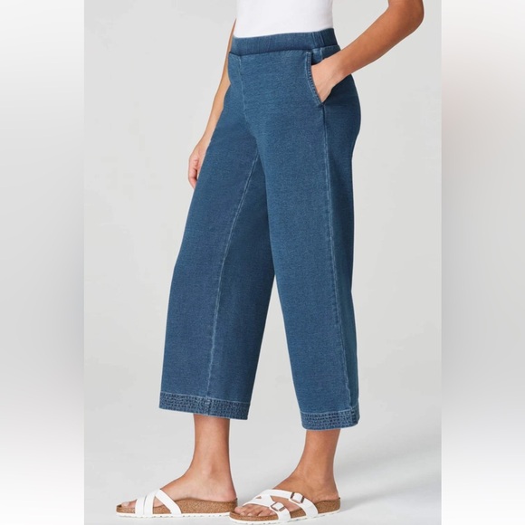 Pure Jill Indigo Wide Leg Cropped Pull On Pants Large - Picture 2 of 11